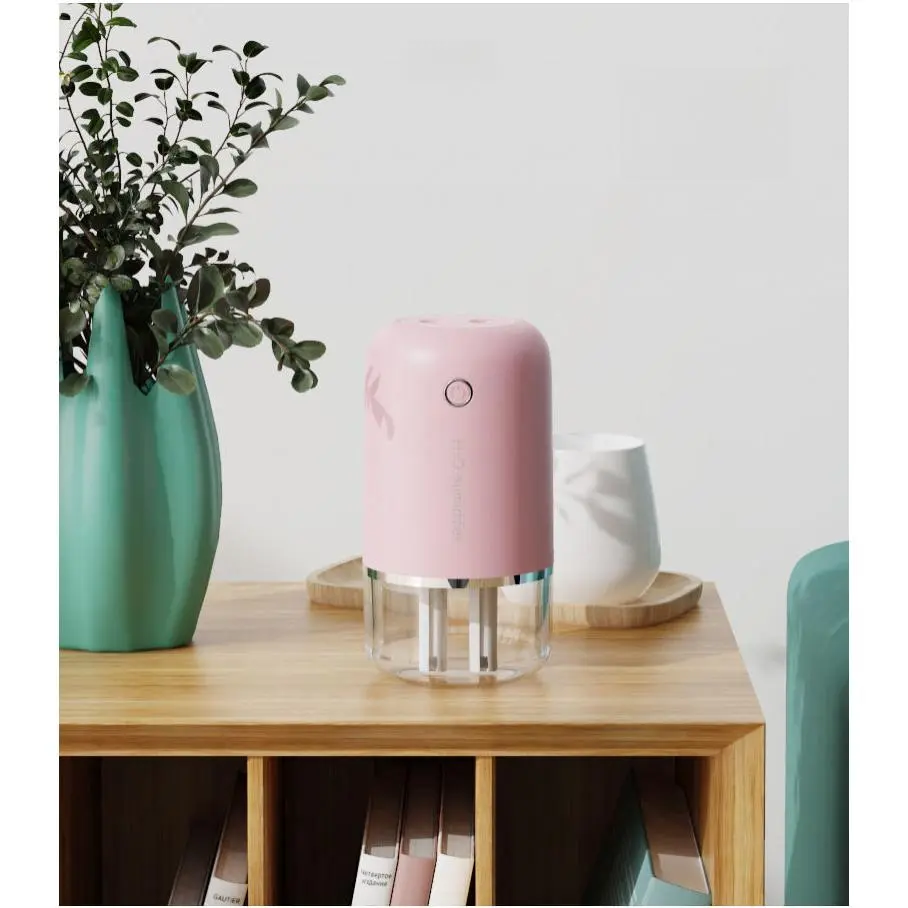 Portable Mini USB Air Humidifier (7x15cm) - Large Mist Output, Auto Shut-Off, Office Desktop Compatible, Sleep Aid, Pearl White-Charging Model, Sakura Pink-Charging Model, Suitable for Home Bedroom