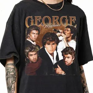George Michael Retro Music Graphic Tee, 90s Pop Star Fan Apparel, Unisex, Shortsleeve, Classic, Menswear