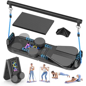 Trisomy Multi-functional 7-in-1 Adjustable Ab Exercise Machine lb Push-Up Handle Board, Automatic Rebound Pilates Board Reformer with Elbow Support , Foldable Full Body Ab Board Workout Equipment for Core Strength Training for Home Gym Fitness