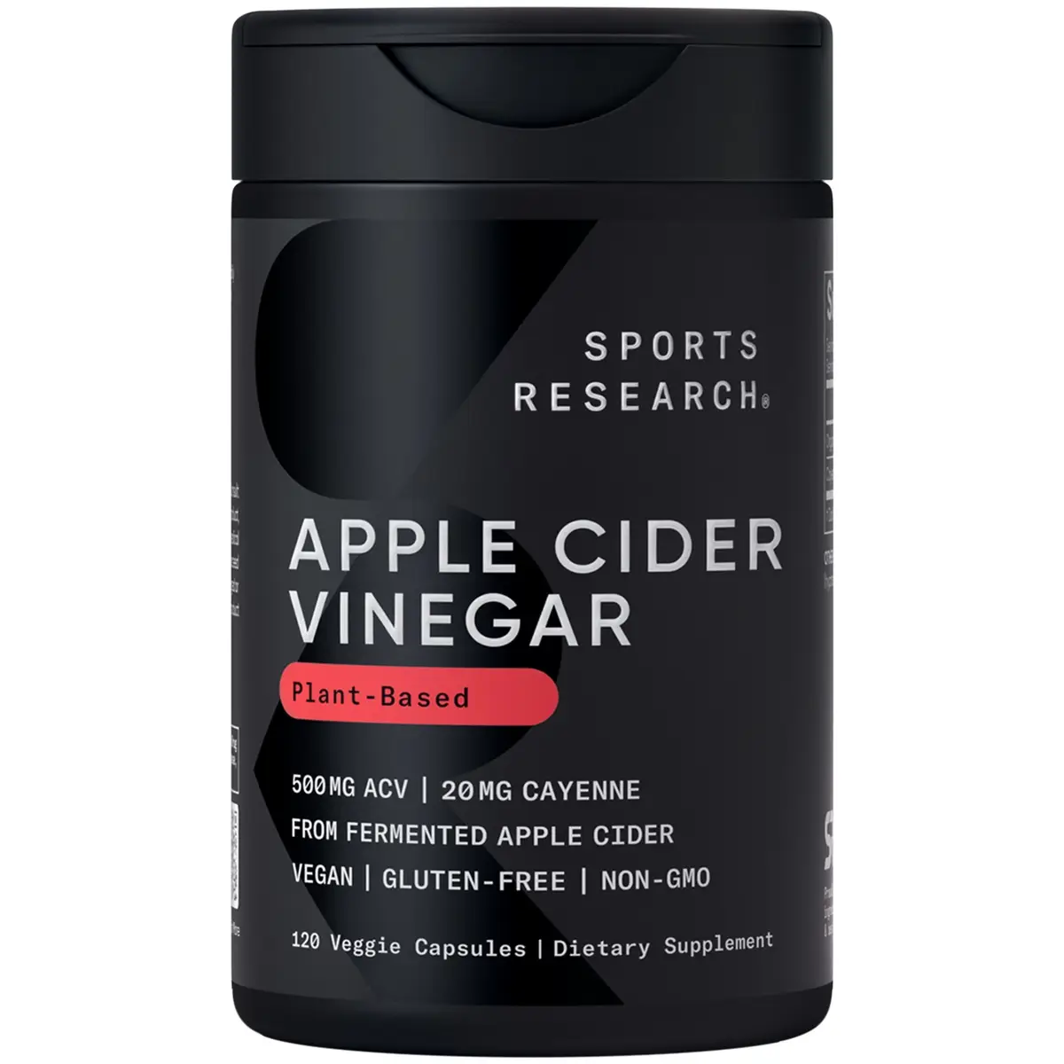 Sports Research Apple Cider Vinegar with Cayenne Pepper - Made from Organic Fermented Apple Cider - Non-GMO Project Verified & Vegan Certified - 120 V