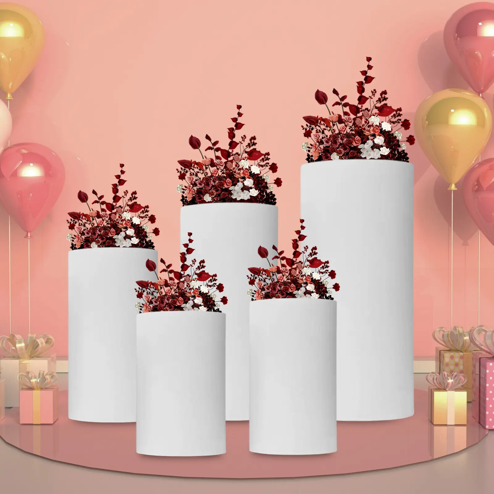 5-Piece Iron Metal Dessert Display Racks - High-Temp Baked Staggered Layout Organiser, 10kg Load Capacity, Easy-to-Clean Riser for Birthday Cake Celebration, Cosmetic Display, Wedding Parties