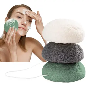 3/6PCS Cleansing and Exfoliating Activated Charcoal Konjac Facial Sponge, Deep Cleansing and Exfoliating, Suitable for Oily, Dry, and Sensitive Skin, Natural Face Cleansing Tool, Facial Care Tools, Facial Cleaning Puff