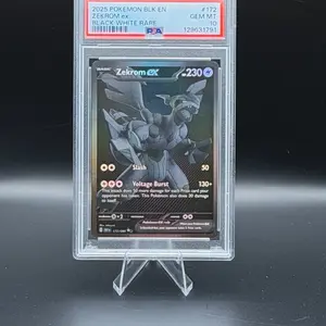 PSA10 Graded Pokemon Black Bolt Zekrom EX, Black White Rare Trading Card (172/086)