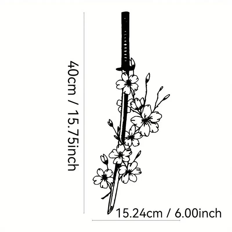 Japanese Cultural Blooming Plum Blossom Samurai Metal Wall Art Unique Samurai Spirit Art Mural for Living Rooms Bedrooms Ideal Gift for Enthusiasts Easy to Hang Home Office Decor