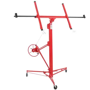 Garvee Heavy Duty 16FT Drywall Lift Panel Hoist Jack – 150 lbs Capacity, Telescopic Adjustable Arm, Collapsible, 3 Lockable Wheels, Ceiling & Wall Lifting Tool – Ideal for Construction & Home Improvement – Red