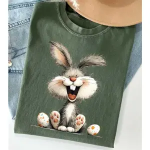 Joyful Easter Bunny Comfort Colors T-Shirt | Happy Easter Rabbit Graphic Tee | Spring Easter Eggs Shirt for Kids & Women