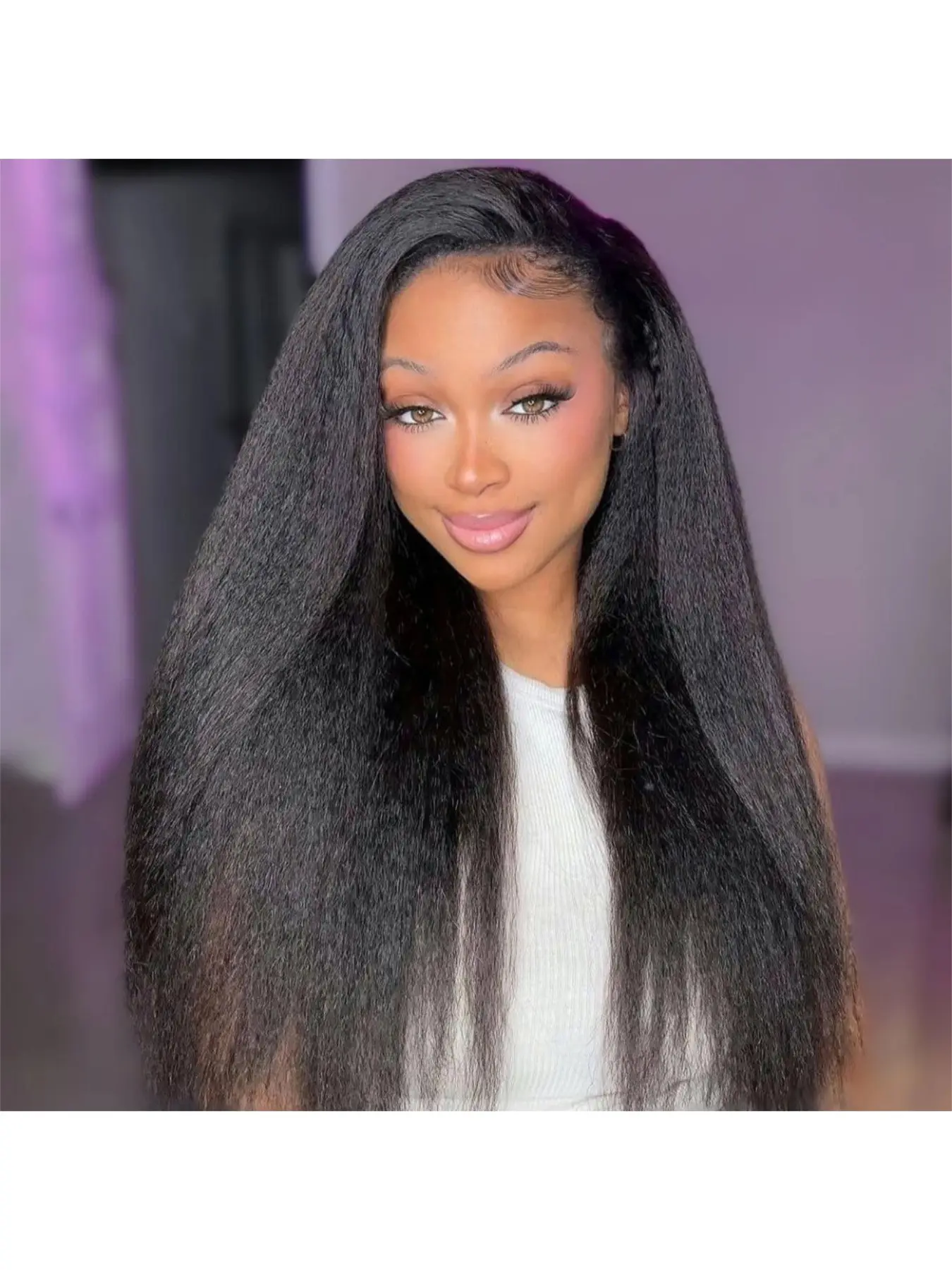 Kinky Straight Half Wig Human Hair 200 Density 3 In 1 Seamless Flip Over Half Wigs Human Hair Glueless Wear and Go Beginner Friendly afro Wig Human Hair Drawstring Headband Wig for Women Fluffy Straight Wigs