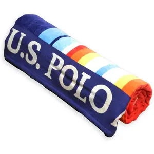 U.S. Polo Assn. Oversized 40 x 70 Striped Nautical Design Beach Towel Luxury Plush Cotton Hotel Quality for Bath Pool Oahu Stripe