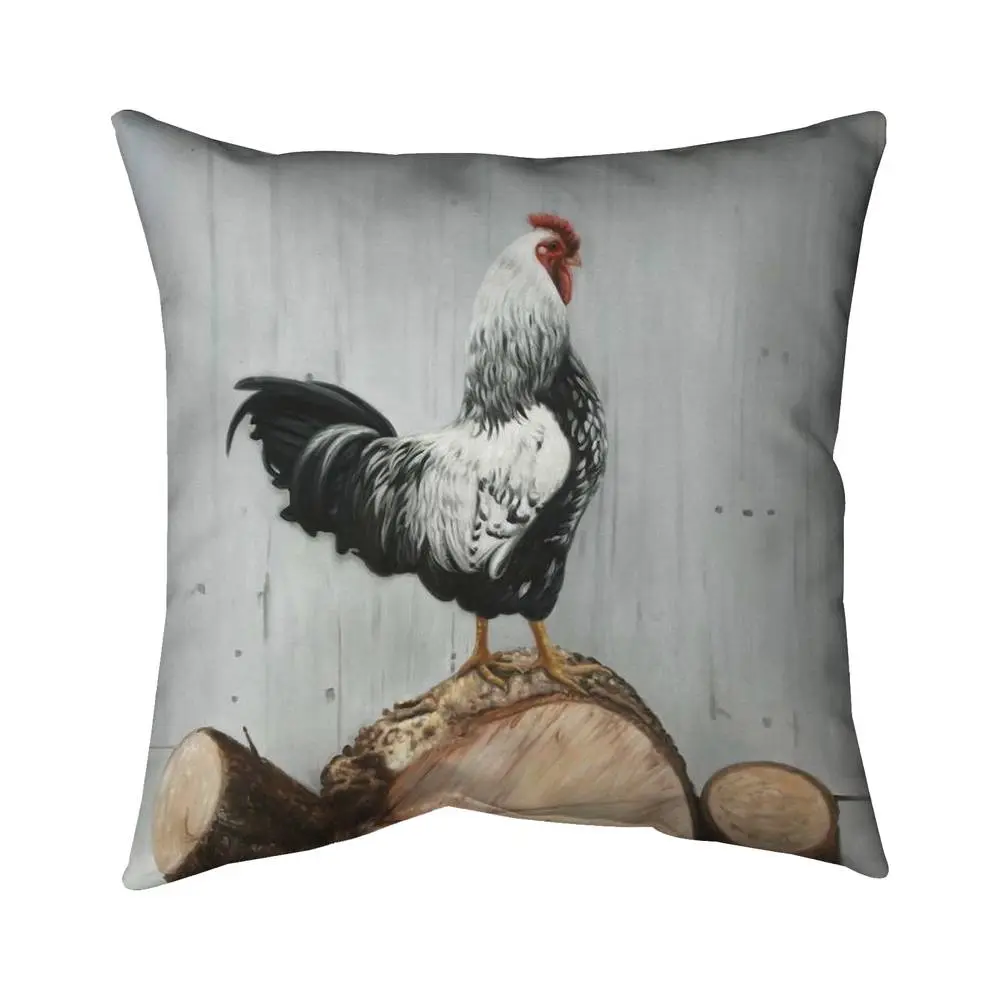 Begin Home Decor 5541-1616-AN518 16x16 in. Ideal Rustic Wyandotte Rooster Throw Pillow - Farmhouse Kitchen Textile Decor
