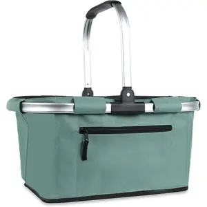 Picnic Basket,  Shopping Basket with Handle 22L Collapsible Grocery Basket Portable Folding Basket for Marketing Picnic Reuasble Laundry Basket for Travel, Green