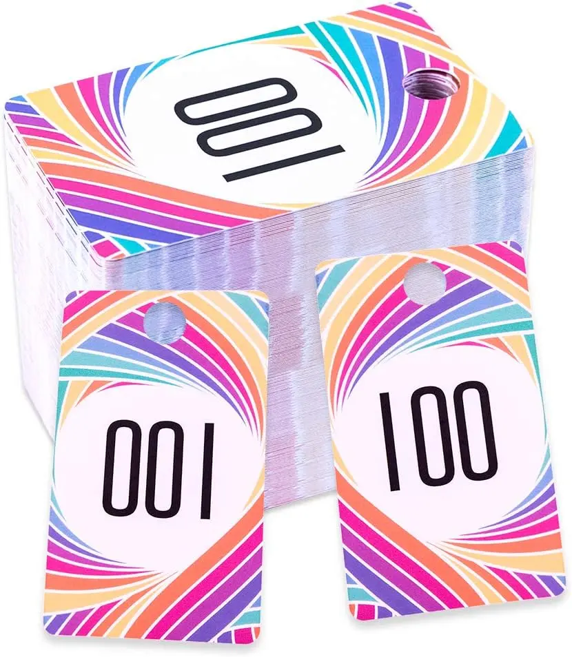 Live Number 1-100 Number Tags Reusable Consecutive Live Number Tag 1-100 Normal and Reverse Mirror Image Number Cards for Live Sales Hanger Tags Cards for Clothes Coat Check Tickets