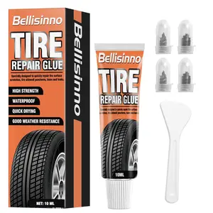 Tire Repair Glue, Rubber Cement for Sidewall Fixes, Includes Two Sizes of Repair Nails, Complete Kit for Car, Motorcycle, Bike, Off-Road, Truck, Tractor (50ml) (10ml)