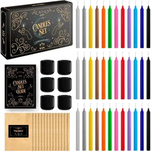 - 36 Colored Taper Candles for  | 5" Height & 1/2" Diameter | Candle Sticks for  Decor | 6 Spell Holders | Shabbat | Chime |