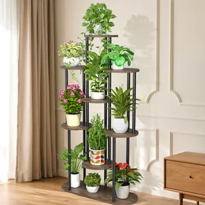 Indoor Plant Stand, 6-Tier Indoor Plant Stand, 51 Inch Indoor Plant Corner Stand, Metal Plant Flower Display Stand, Tree Shaped Plant Stand for Home And Patio, Black