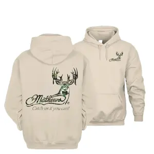 Mathews Deer Hunting Hoodie, Camo Buck Graphic Pullover, Outdoor Sportsman Gear, Unisex Bowhunter Gift
