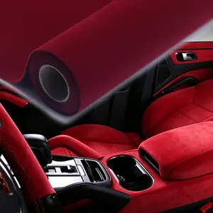 Suede Wrap for Car Interior - Black/Wine Red/Royal Blue/Gray Self Adhesive Suede FabricCar Sticker, Easy Peel Suede Interior Wrap for Car Decor
