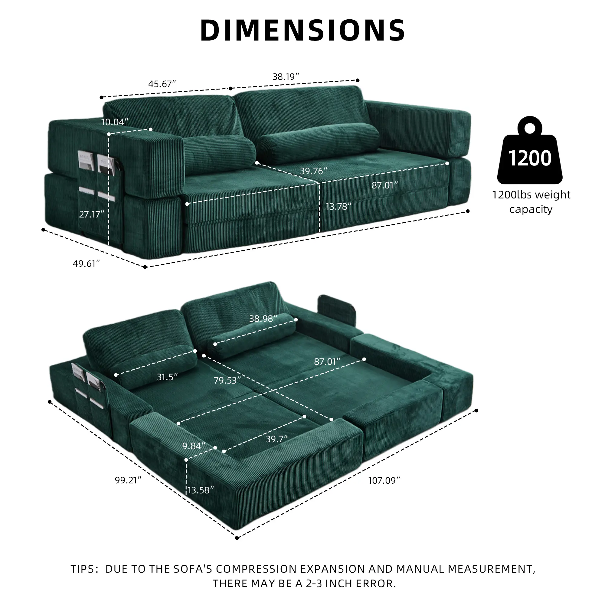 Green - Castle sofa