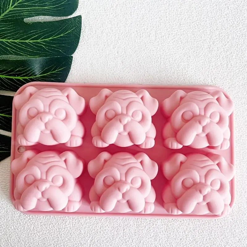 Multi-Cavity Silicone Bulldog Mold, 1pc Kitchen Bakeware Baking Tin - Ice Cube, Chocolate, Gummy Treats Maker