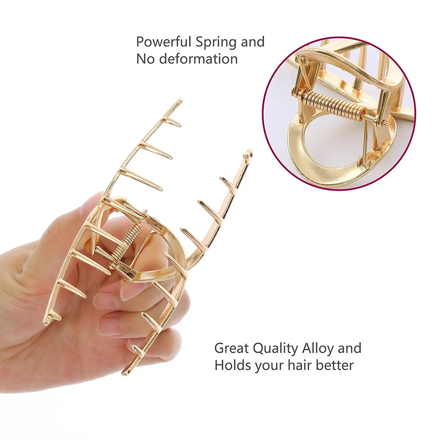 LUKACY 6 Pack Large Metal Hair Claw Clips - 4 Inch Big Gold Hair Clips,Perfect Jaw Hair Clamps for Women and Thinner,Thick Hair Styling,Strong Hold Hair,Fashion Hair Accessories (Style 1) LUKACY