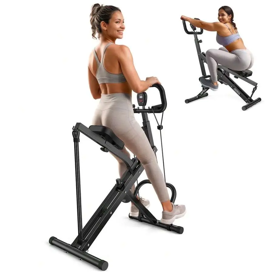 Foldable Squat Machine - Foldable Fitness Equipment, Multifunctional Fitness Tool for Home Workout, Iron Gear with Larger Seat, 4 Resistance Bands, 330lbs Capacity for Cardio, Strength Training, Glute Workout Gear