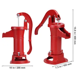 VEVOR Antique Well Hand Pitcher Pump, 25 ft Maximum Lift, Cast Iron Manual Hand Water Pump with Ergonomic Handle G1-5/8" Easy Installation, Old Fashioned for Outdoor Home Yard Garden Pond Farm, Red