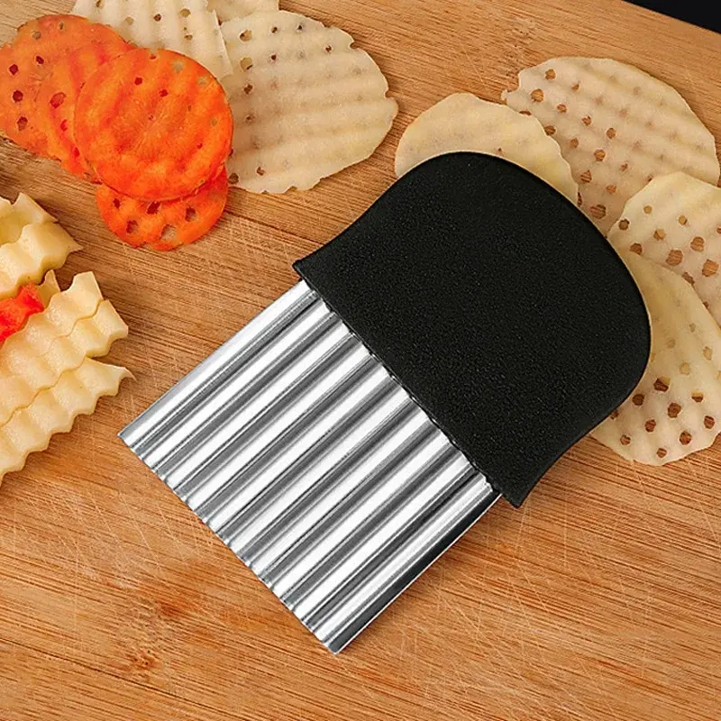Stainless Steel Potato Chip Slicer, Mandoline Slicer, Potatoes Slicer, Wave Shaped Vegetable Fruit Cutter, Veggie Cutter, Kitchen Tool for Christmas Festival, Easy to Use