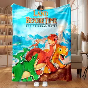 1pc The Land Before Time Dinosaur Adventure Flannel Fleece Blanket, Flannel Blankets, Super Soft Cozy Plush Throw for Bed, Couch, Sofa, Office, Travel, Camping, Home Decor Gift for Adults.