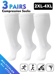 Plus Size Compression Socks for Men & Women, 20-30mmhg Wide Calf Booster Socks for Circulation, Running, Nurses, Pregnant Women