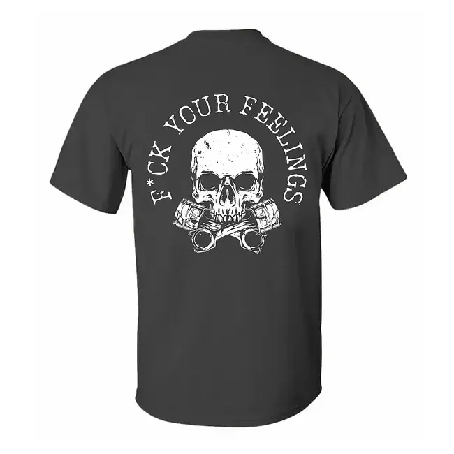 F Your Feelings Skull Gym Shirt for Men – Hardcore Motivational Bodybuilding Workout Graphic Tee, Weightlifting Powerlifting Fitness T-Shirt, Dark Gothic Strength Training Streetwear