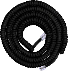 Power Gear Telephone Coiled Handset Cord, 25ft., Black