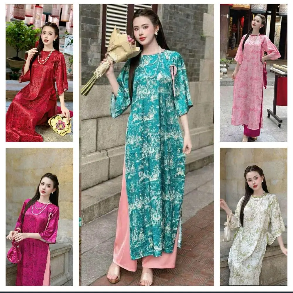Vietnamese Ao Dai  M6 With Pants For Women ( Vietnamese Size ) / Áo Dài Cách Tân Truyền Thống Việt Nam/ Girl Ao Dai / Luna Ao Dai
