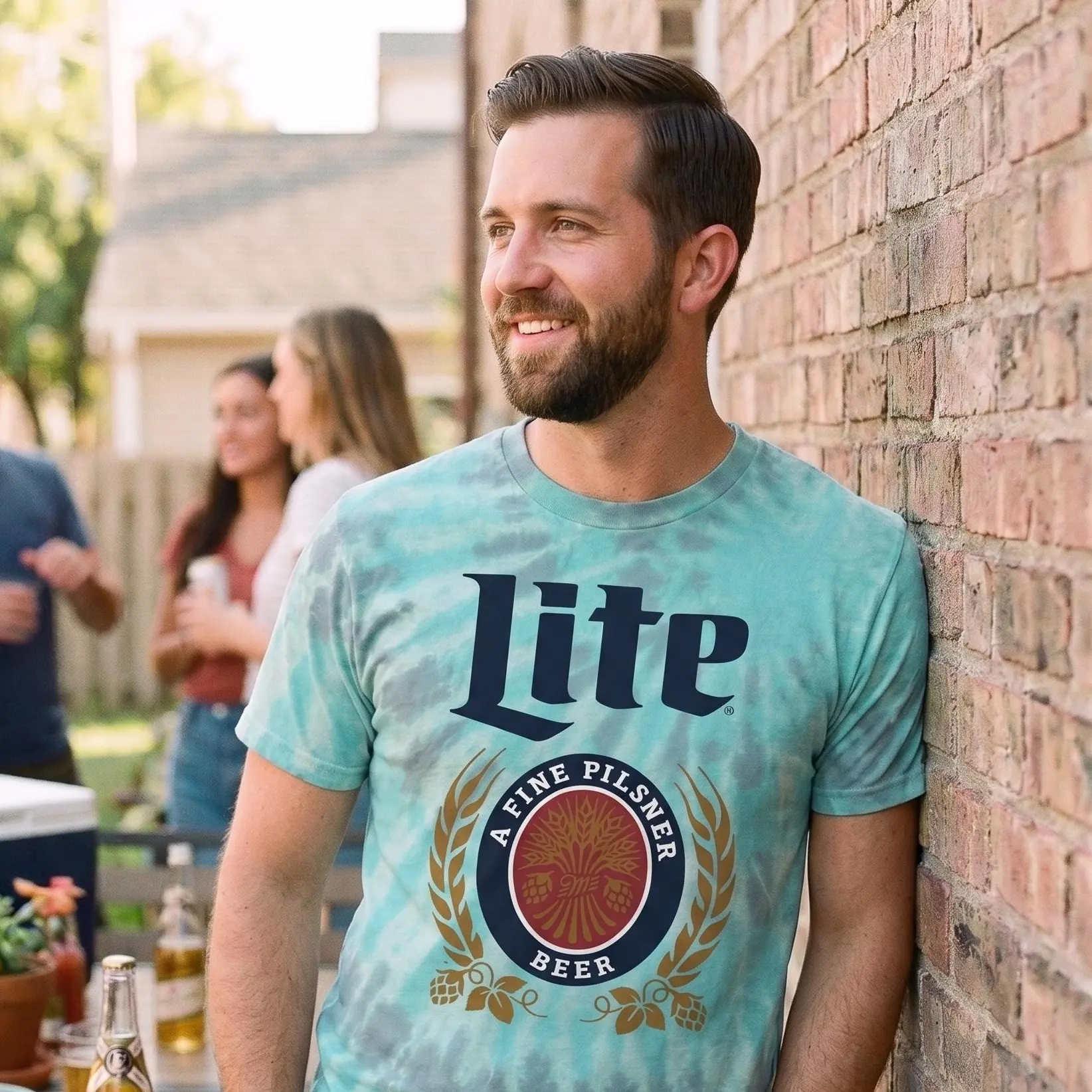 Miller Lite Beer Tie Dye T-Shirt - Coral Reef Tie Dye