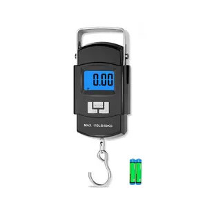 Digital Fishing Scale 110lb/50kg with Backlit LCD, Portable Hanging Fish Scale with Stainless Steel Hook, Handheld Weight Scale for Fishing, Luggage & Outdoor Use