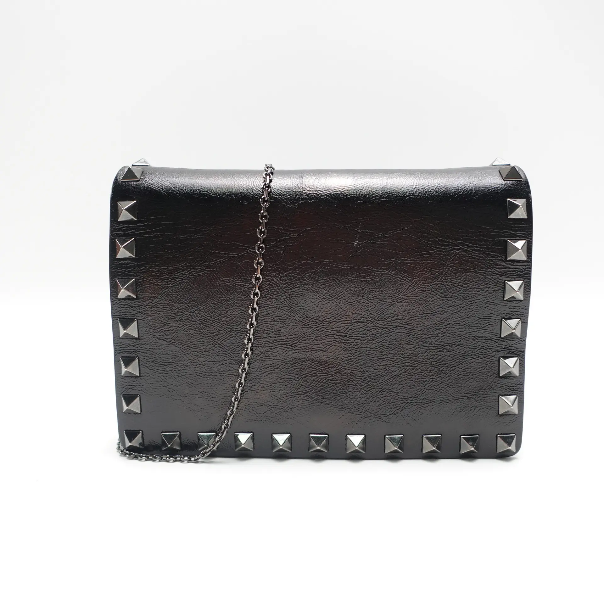 Pre-owned Valentino Lambskin Leather Shoulder Bags Rockstud Spike Black Shoulder Bag T10447504