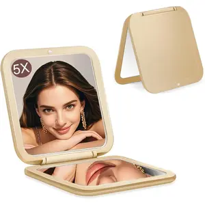 Small Compact Mirror for Purse,5X/1X Travel Magnifying Mirror for Women, Makeup Mirror for Girls, Portable Ultra Slim Pocket Mirror