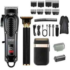 Retro T-shaped knife and scissors set｜Hair Trimmer Set Hair Cutting Kits Wireless fast charging, precision blades easily maintain hairstyles and beards, portable for home use, a practical and thoughtful gift for fathers and men