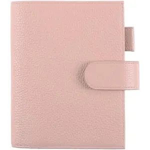 Leather Cover for A6 Notebooks - Fits Hobonichi , Stalogy and Midori MD Planners, with Pen Loop, Card Slots and  Pocket (Pebbled-Dusty Rose, A6+)