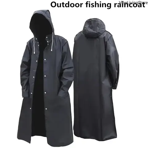 Unisex Waterproof Long Raincoat - Thick Hooded, Eco-Friendly, Fashion Lightweight Jacket, Waterproof Clothes for Outdoor Camping&Hiking, Travel