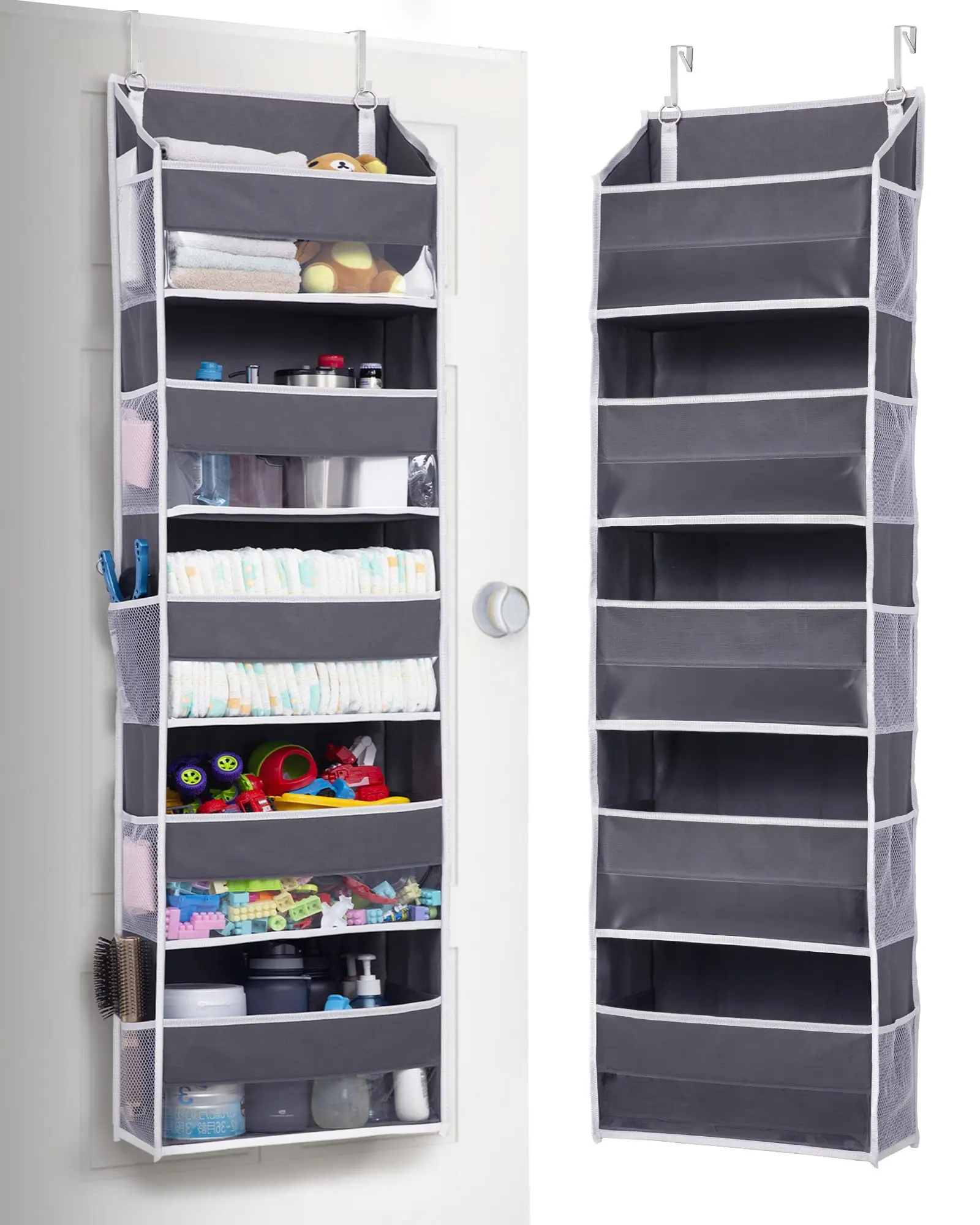 Over Door Organizer with 5 Large Pockets 10 Mesh Side Pockets 44 lbs Weight Capacity Hanging Storage with Clear Window Hangable Design for Home Office