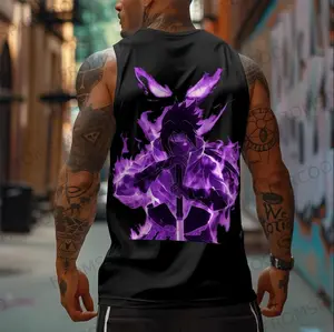Naruto Sasuke tank top – glowing Susanoo purple fire design for fans of Uchiha legacy, anime lovers, and stylish ninja streetwear collectors