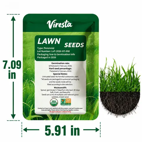 VIRESTA Cold-Hardy Fall Grass Seed Mix, Cool-Season Lawn Seed Blend for Sun and Shade, Fast Germination & Frost Resistant for Overseeding and Lawn Repair, Multi-Species Blend with Ryegrass and Kentucky Bluegrass
