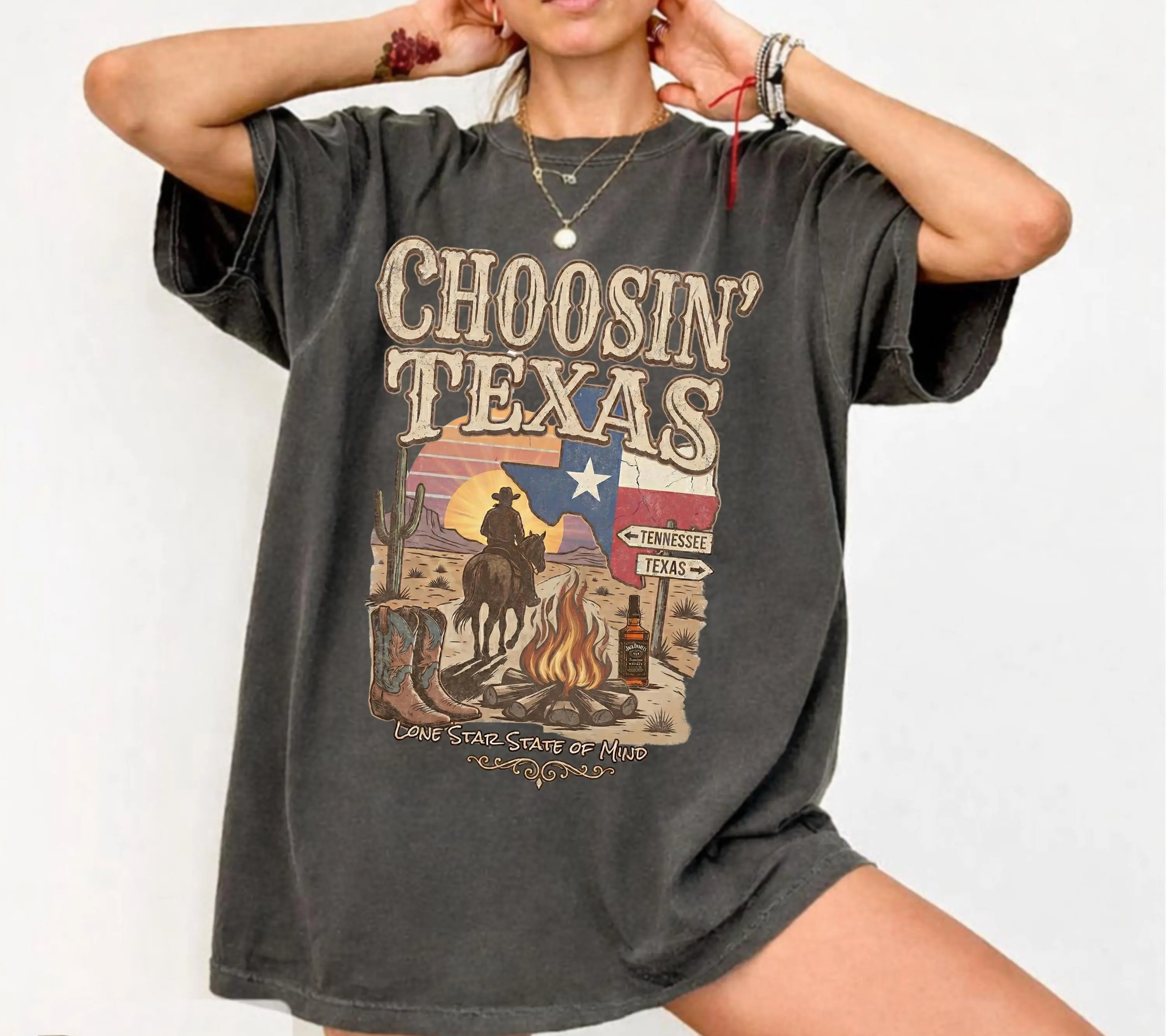 Choosin' Texas T-Shirt, Vintage Country Music Merch, Retro Western Cowboy Shirt