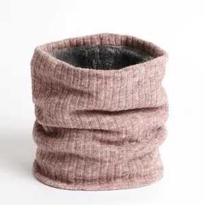 Solid Color Velvet Scarf, Winter Knitted Wool Elastic Neck Cover for Men and Women, Thickened Warm Striped Scarf for Cold Weather, Cozy and Fashionable for Daily Use