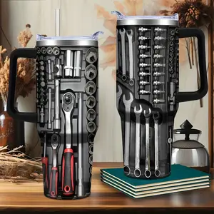 Mechanical Tool 40oz Tumbler, Coffee Cup, Tool Pattern Printing Cup,  Stainless Steel Travel Mug, Father's Day Gift, Gift for Engineer, Coffee Cup, Tea Drinkware, Travel Cup