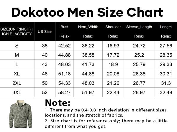 Dokotoo Men Quarter Zip Sweater Thermal Fleece Long Sleeve Pullover Casual 1/4 Zip Up Golf Sweaters