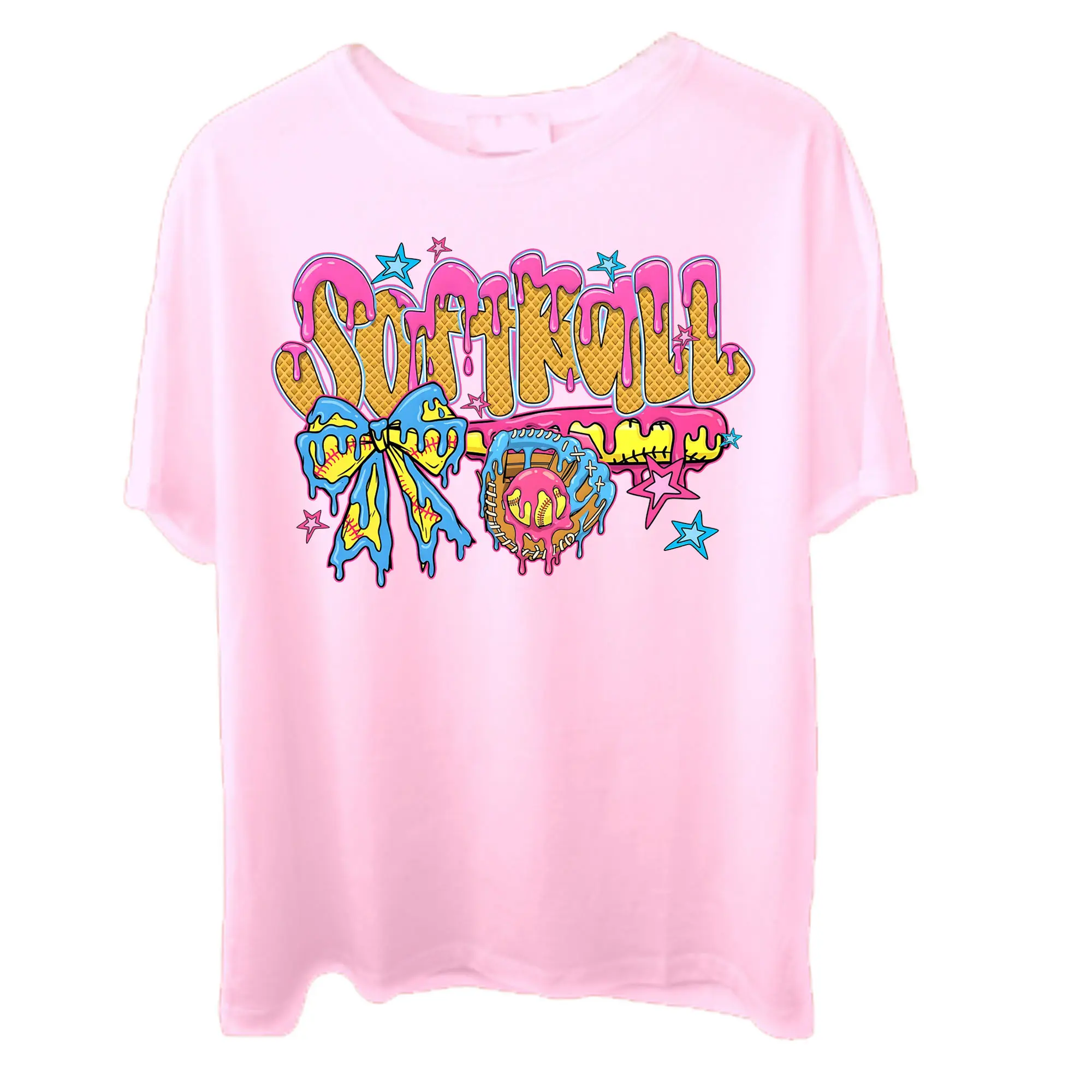 Game Day Softball Unisex T-Shirt Checkered Softball  Bow , Softball Mama Brushstroke Unisex T-Shirt