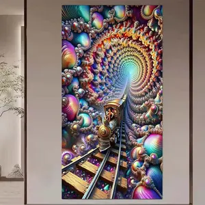 1 set of DIY diamond painting kit, 5D diamond art kit, DIY decor train, spiral, colorful mosaic, diamond art, DIY art home decor, suitable for Christmas.