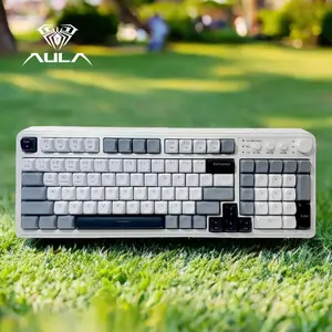 AULA S99 Key Keyboard,Tri-Mode Gaming Keyboard Bluetooth 2.4GHz USB-C Retro Creamy Color RGB Backlit Media Knob Number Pad for PC Mac Xbox S99 Keyboard Fixed Keycaps & Switches (Non-Replaceable)