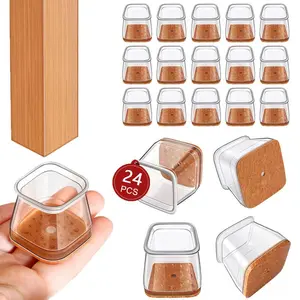 24 pcs Square Chair rubber Leg Protectors for Hardwood Floor Fits All Shape Chair Mat for Wood and Tile Floors. Chair Leg Cover, for Furniture