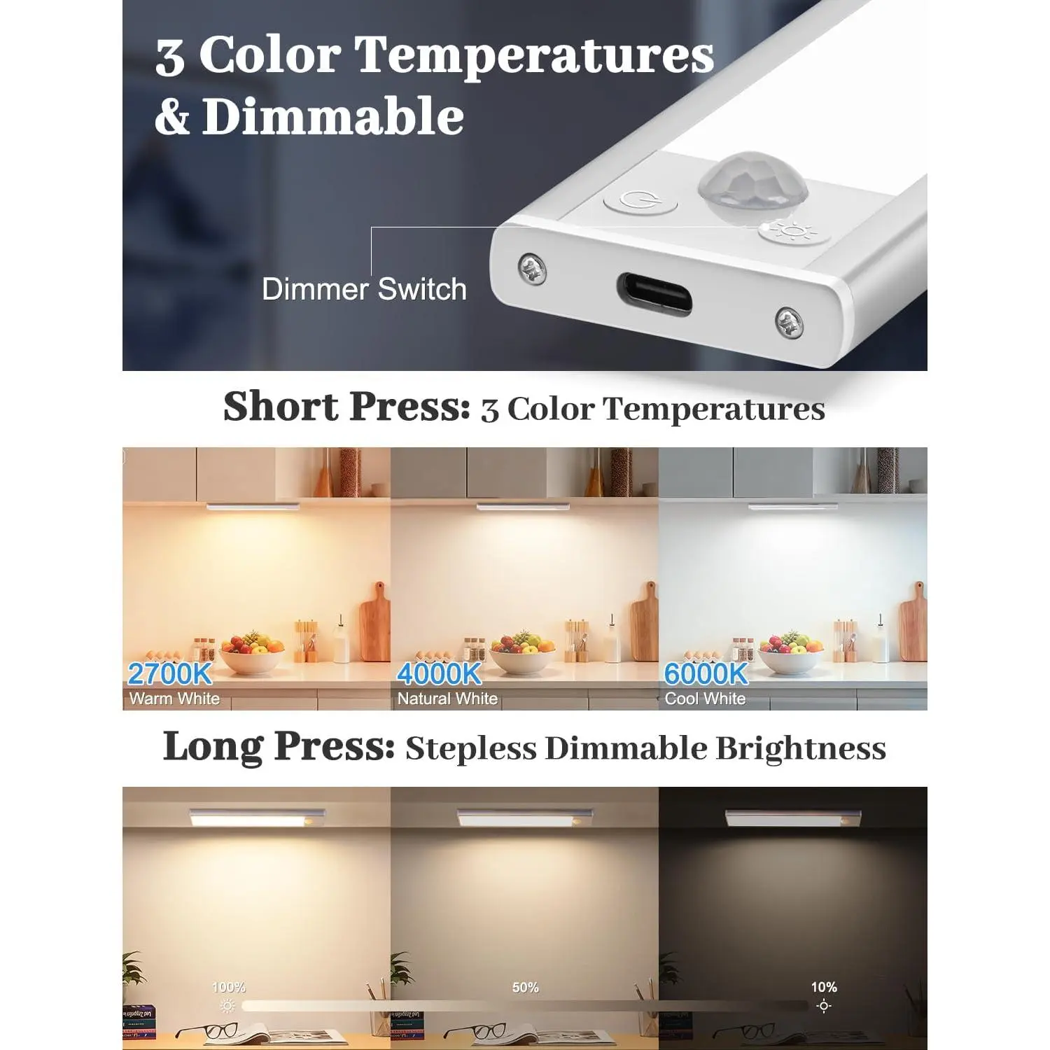 MATULSA Rechargeable Motion Sensor LED Under Cabinet Lights - 6/3-Piece Set with Charging Station, Dimmable 3-Color Temp, Magnetic Wireless, Shelf & Kitchen Lights (Mother’s Gift Option), Led Lights, Shelf Lights MATULSA Rechargeable Motion Sensor LED Under Cabinet Lights - 6/3-Piece Set with Charging Station, Dimmable 3-Color Temp, Magnetic Wireless, Shelf & Kitchen Lights (Mother’s Gift Option), Led Lights, Shelf Lights